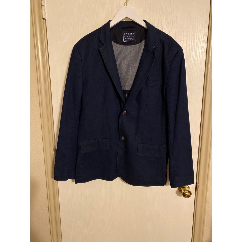 Jachs New York Mens Navy Blue Linen Cotton Blend Blazer Jacket Large J19A-600-A